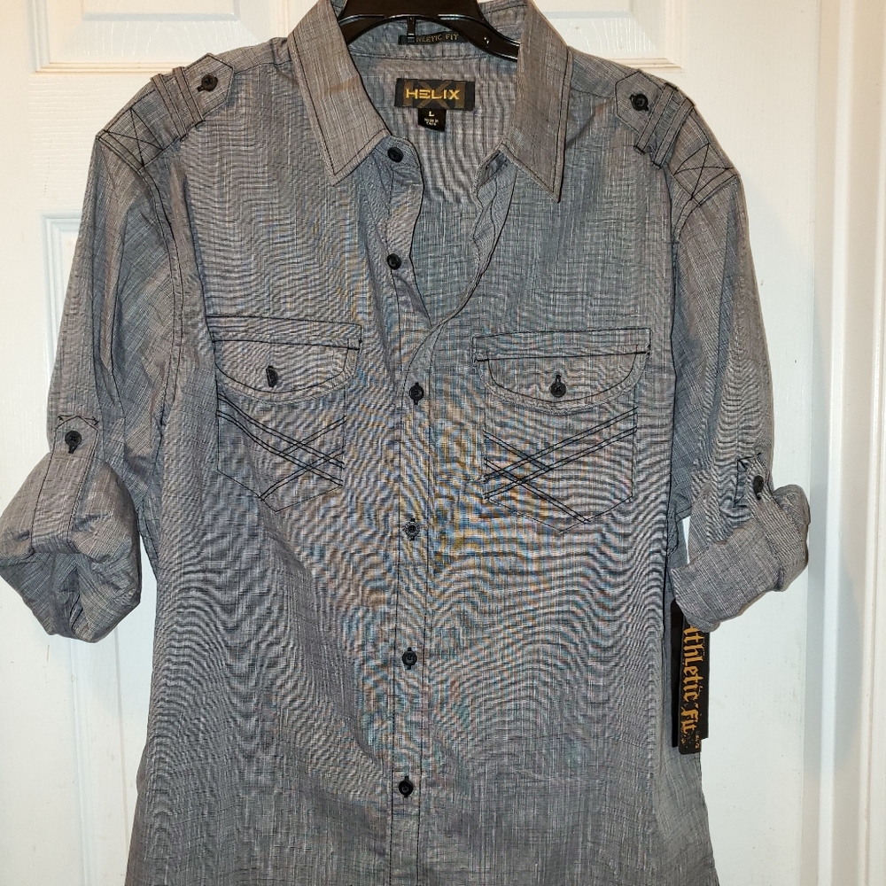Helix Grey Pocket Desgin Shirt